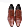 럭셔리 이탈리아 스타일 패션 남자 드레스 신발 가죽 공식적인 비즈니스 신발 남성용 브라운 레이싱 신발 남자