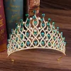 Büyük boylu Avrupa Yeşil Kırmızı Mavi Kristal Tiaras Vintage Altın Rhinestone Pageant Taçlar Barok Kadınlar Düğün Saç Aksesuarları J0113