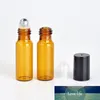 100pcs / lot 5ml mini portátil de ámbar botella de aceite esencial del perfume rollo vacío en la botella del metal en roll-Brown aceite esencial Viales