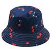 Gullig frukttryck dubbel sida vikning fiskare sol hatt unisex utomhus hink cap sida vikning fiskare hatt unisex bucket cap1