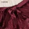 COLROVIE Burgundy Ribbon Scalloped Floral Lace Sexy Dessous Frauen Dessous 2019 Mode Bralette Unterwäsche BH Set Y200708