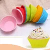 Torta in silicone Cupcake Cup Cake Tool Bakeware Bakeware Stampo in silicone Cupcake e muffin Cupcake per fai da te Colore casuale # 25