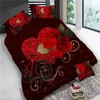 4 adet Kral Lüks 3D Gül Yatak Setleri Kırmızı Renk Yatak Örtüsü Yorgan Kapak Seti Düğün Çarşaf Kaplan / Yunus / Panda50 LJ200818