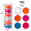 Polvere di pigmento al neon 6 colori / set Fluorescenza sfumata per unghie Glitter Estate Shinny Dust Ombre DIY Nail Art Decor Strumento per manicure