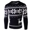 Mode Hommes Chandails De Noël Angleterre Style Hommes Chandail Cerfs Pulls Chandail De Rennes Mince O-Cou Hommes Chandail 201130