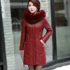 L-8xl Mulheres Casaco de Couro Inverno 2022 Moda Mãe Jaqueta Engrossar Quente Outerwear Collar Cola Capuz Capuz Overcoat Overcoat Feminino