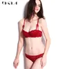 Marque demi-tasse soutien-gorge ensemble femmes lingerie broderie blanc brassière mince coton push up soutiens-gorge sexy sous-vêtements en dentelle ensemble A B C D tasse Y200708