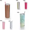 Tumbler Skinny Tumblers Rostfritt Stål Vattenflaska Bilkoppar Med Lockstråar Dubbel Vakuum Kaffe Kopp Vinglasögon Drinkware 20oz B7683