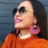 Mode - 2019 heiße lange hängende Quasten-Statement-Ohrringe Boho glänzende Tropfen-Ohrringe für Frauen, Hochzeit, Charm mit Fransen