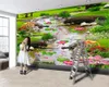 Mural Mural 3D Wallpaper Flores Jardim Correndo Água Pequeno Peixe Creek Romântico Cenário Decoração Sala de estar Sala de estar