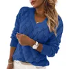 Womens Sweater Fashion Women Knitted Feather Hollowing Sweaters Stylish Female V-Neck Hoodie Women Panelled Sweatershirt Size S-XL