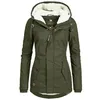 Veste rembourrée en coton Noir Femmes Solid Hood Fourrure Manteau d'hiver chaud Plus Taille S-4XL Bureau Dames Rétro Causal Lâche Parkas Outwear 211221