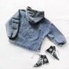 Thunderers Kızlar Jean Ceket Bahar Sonbahar Unisex Workwear Boys Kapşonlu Denim Ceket 2-7 Yıl Bebek Kız Kış Giysileri LJ201125