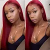 Bourgogne Lace Front Wig Färgade Röda Human Hair Wigs 1B99J 13X4 Remy Paryk för Black Women 150 Densitet Förpluckad Hårlinje