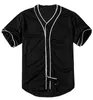 Pas cher hommes Baseball Jersey t-shirt à manches courtes rue Hip Hop Baseball t-shirts bouton noir solide chemise de Sport