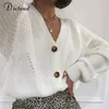 Dicloud White Cardigan Dames Winter Lange Batwing Sleeve Oversized gebreide trui Hollow Out Knitwear Koreaanse stijl 201214