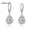 Ainoyhi Pear Cut Halo örhängen 3ct Sona Drop Earring Women Engagement Smycken 925 Sterling Silver Wedding Waterdrop Ear Earring Y200107