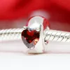 Autentisk Pandora 925 Sterling Silver Charm Red Heart Solitaire Clip Fit Europe Style Pärlor för Armband Göra Smycken 799203C01