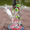 Narghilè da 8 pollici Glow in the Dark Bong in vetro dritto Perc 18mm Femmina Joint Oil Dab Rigs Tubi dell'acqua spessi 5 mm con ciotola a stelo diffuso