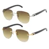 Mode Mann Frau Rahmen T8300680 Randlose Meta Sonnenbrille Weiß Buffalo Horn Damen Sonnenbrille Fahren Brillen Rahmen 18K Gold Rahmen Größe: 54-18-140 MM