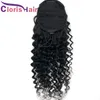 Cordon Extensions de queue de cheval vague profonde cheveux humains malaisien Remy queue de cheval avec clip pour les femmes noires réglable profond bouclé Ha7152971