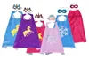 Multi-Style Double Layer Unicorn Superhero Cape and Mask Set 70 * 70 cm Kinderen Kinderen Satijn Fancy Dress Halloween Cosplay Kostuums Feestartikelen