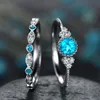 Paarse blauwe diamant kubieke zirkoon ring sieraden set paar verloving trouwringen vrouwen ringen mode sieraden wil en zandgift