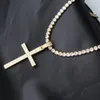 Hip hop micro pave zircon cross pendant zircon crystal custom size tennis chain necklace ice out men's jewelry 201014