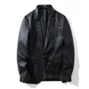 New Spring Blazer Leather Jacket Men Casual Black Pu Jacka Slim Fit Single Button Party Bröllop Läderjacka Man