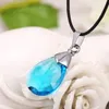 Hanger Kettingen Mengtuyi Sieraden Licht Blauwe Gems Stone Necklace Cartoon Water Drop Verklaring Dames Leren Keten Ornament