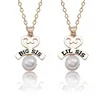 2PCs set Love Heart Necklace Fashion BIG SIS LIL SIS Pearl Pendant Family Necklaces For Women BBF Gifts2777