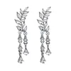 Mode stud örhängen rhinestone kristall gotiska fjäderblad tofs dangle örhängen kvinnliga eleganta gåvor