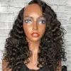 Braziliaanse Remy Deep Wave U onderdeelpruiken 100% 4C HESS HAAR Glueless Natural Black Color WAVY MIDDEN OPEN VOLLEDIGE HOMK Pruik