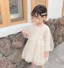 Vestidos da menina 2022 flor laço de um ano de idade bebê vestido fofo modelos com mangas compridas passarela princesa outono