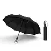 Automatic Rain & Sun Umbrella Black Coating Parasol 10Ribs Anti-UV 3 Folding Wind Resistant Auto Luxury Big Windproof Women Men 201112