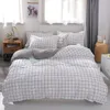 denisroom Pink polka dot pattern Bed linens Bedding Sets white duvet cover set girls Sheet Bed set DF85# T200409