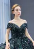 Sparkle Sequins Ball Gown Prom Dresses Floor Length Dark Green Real Images Glitter Long Off Shoulder Formal Evening Gowns Sweet 16 Dress