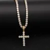 Män Kvinnor Guld Silver Koppar Material Iced Out Zircon Cross Pendant Halsband Kedja Mode Hip Hop Smycken