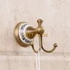 Free Shipping Robe Hook,Clothes Hook, brass & ceramic Construction with antique brass finish,Bathroom hook,YT-11502 T200717