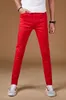 Jeans skinny uomo primavera autunno moda strada pantaloni sottili a matita pantaloni elasticizzati pantaloni coreani casual rossi per adolescenti 201111