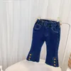 Jeans Winter Kinder Kinder Feste Denim Boot Flare Hosen Casual Mädchen Mode Dicke Fleece Warme Hosen