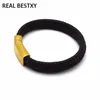 Braccialetti di fascino Cord Bangle in pelle nera Realxy con chiusura magnetica Domande da uomo Domande di gioielli Bracciale Men1