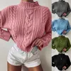 E-Baihui Winter Women's Knitted Sweater European and American Casual Loose Pullover Tops High-necked Long-sleeved Sweaters KY037