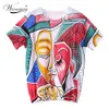 T-shirt Women Summer Cartoon Vintage Print O-neck Short Sleeve T shirt Harajuku Streetwear viscose T-shirt Femal LJ200813