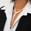 Elegant kors imitation pearl choker halsband för kvinnor flicka bröllop brud 2022 bröstkejsel kedja kpop nack smycken