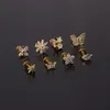 Saplama 1 ADET 16G CZ Kulak Piercing Kıkırdak Küpe Çiçek Yıldız Kelebek Conch Rook Tragus Düz Labret Geri Takı