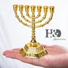 H&D 12 Tribes of Israel Menorah Jerusalem Temple 7 Branch Je Hanukkah Decorative Candle Stick Holders Gold 4.3inch T200703