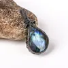 Natural Glitter Stone Labradorite Fashion Necklace Pendant Wire Wrapping Prototyp Stone DIY JEYCHES OCH Women's C2834