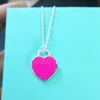 New Women's S925 Sterling Silver Purple Enamel Heart-shaped Silver Pendant Necklace Jewelry Couple Holiday Gift Q01272647