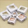 DIY handgjorda gåvor låda med fönster Marbling Style Paper Candy Boxes Cake Package för Wedding Home Party Suppiles